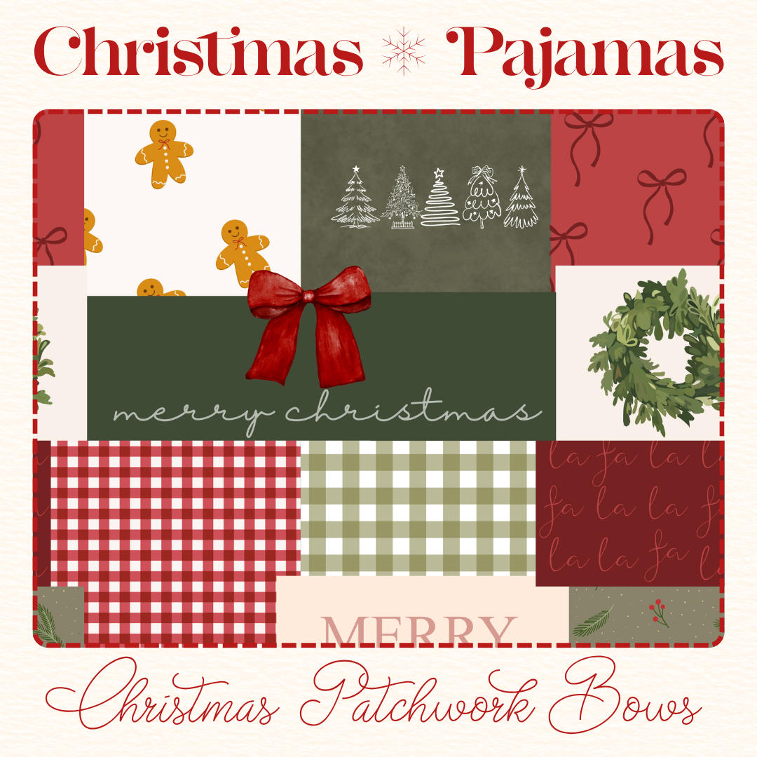Christmas Patchwork With Bows (Choose Style & Size in Listing)