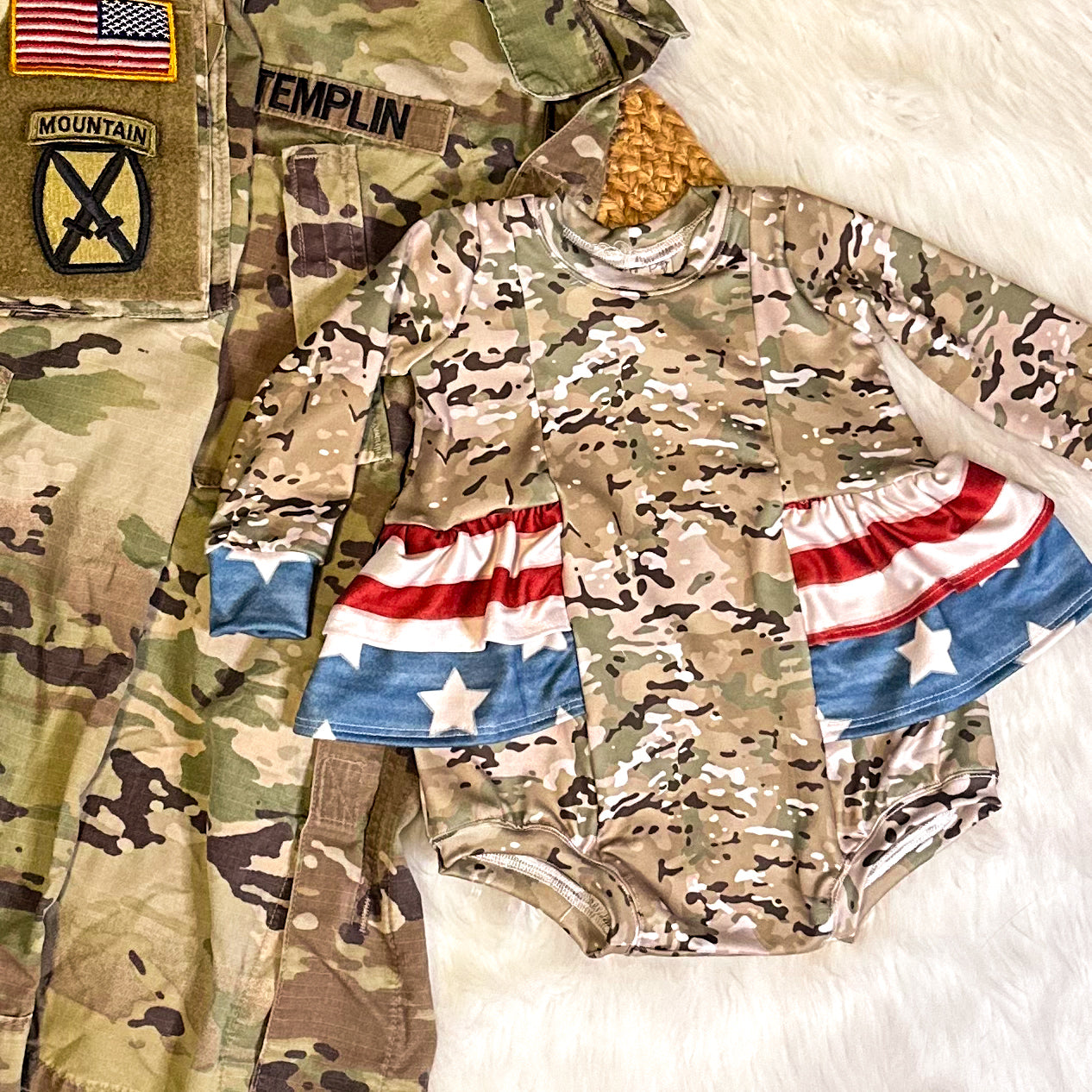 Camo Vivi Double Ruffle Bubble Romper (Choose Camo Style)