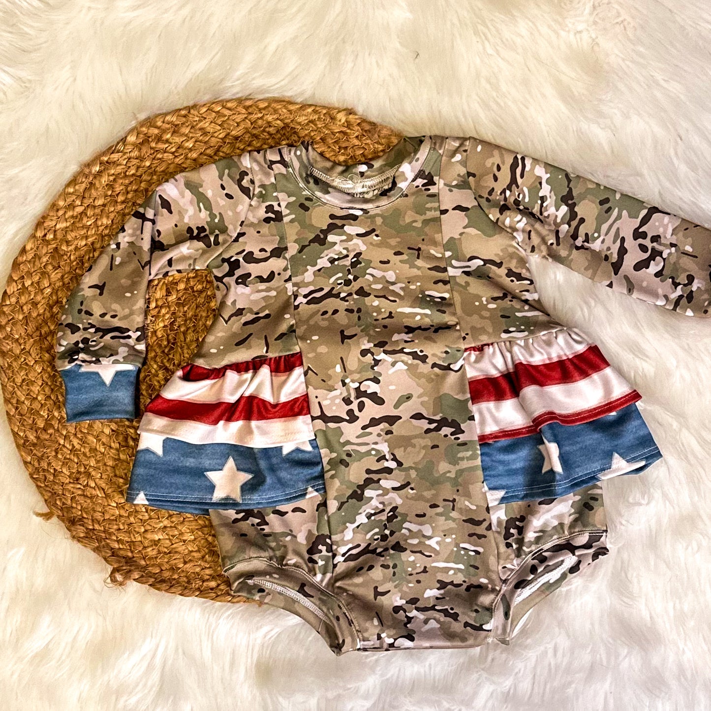 Camo Vivi Double Ruffle Bubble Romper (Choose Camo Style)