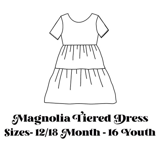 Solid Short Sleeve Magnolia Tiered Dress (Choose Color & Size)