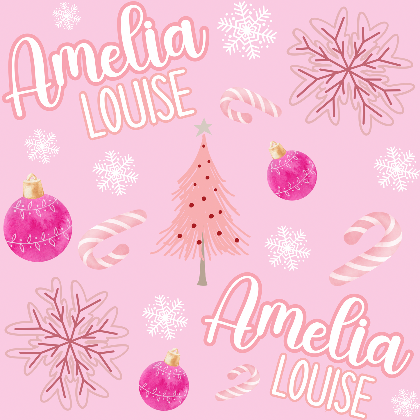 Pink Christmas Seamless Name File - BLANK (You Add Names)