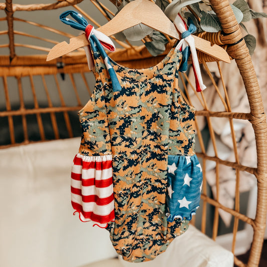 Camo Gia Ruffle Romper (Choose Camo Style!)