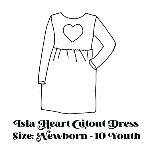 Solid Short Sleeve Isla Heart Dress (Choose Color & Size)