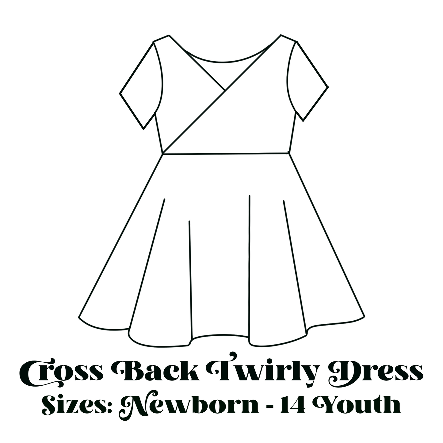 Solid Short Sleeve Cross Back Twirl Dress (Choose Color & Size)