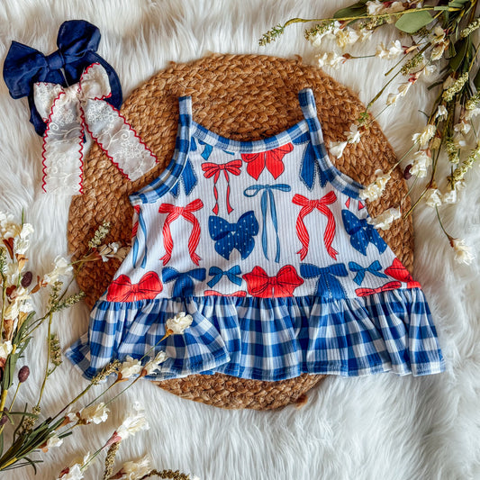 Red, White & Bows with Coordinate Print  (Choose Style & Size!)