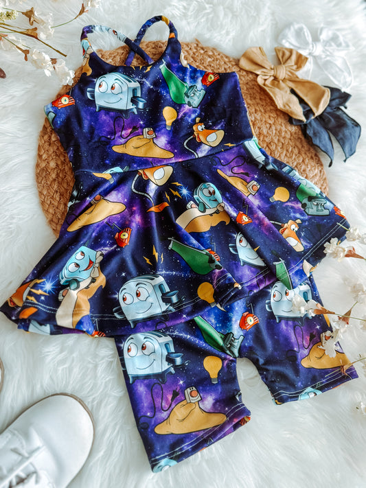 Custom Twirl Biker Peplum Romper