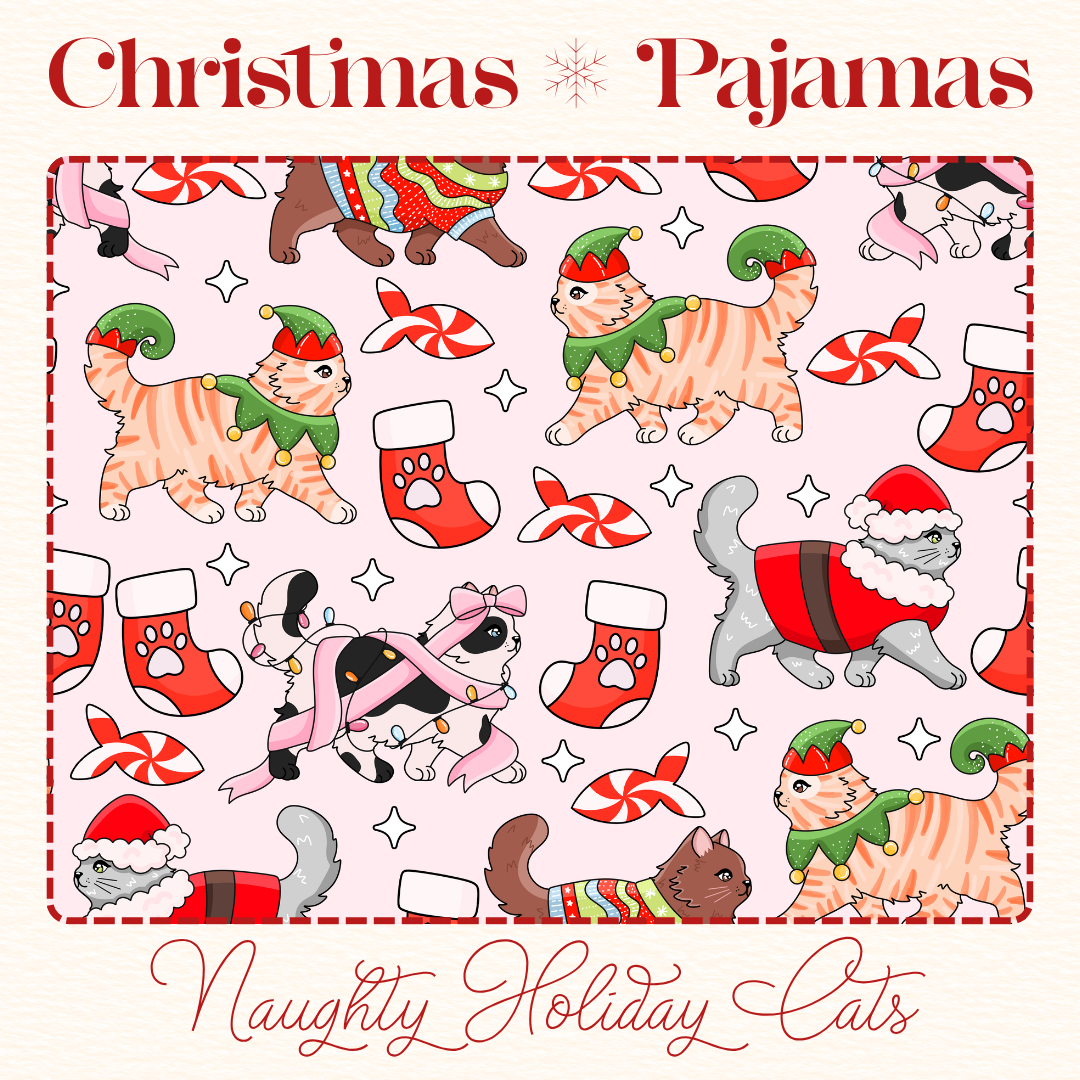 Naughty Holiday Cats (Choose Style & Size in Listing)